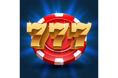 Lucky 777 numbers win slot background. Vector gambling and casino conc