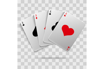 Casino gambling poker blackjack - playing cards isolated on transparen