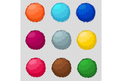 Colorful fluffy pompom fur balls