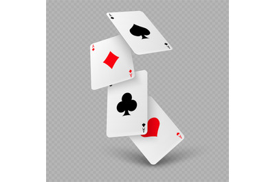 Falling poker playing cards of aces