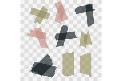 Scotch, adhesive tape pieces isolated on transparent background