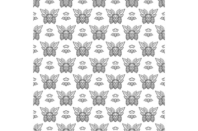 Hand drawn hops with leaves seamless pattern design