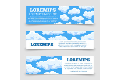 Cartoon clouds horizontal banners template