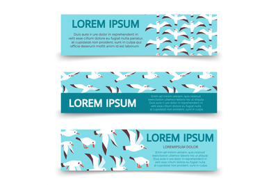 Flat atlantic seabirds banners template design