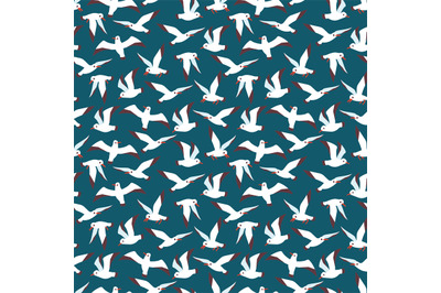 Flying atlantic seabird seamless pattern