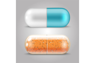 Realistic pills vector design - drugs capsules