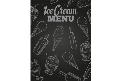 Ice cream menu cover - blackboard ice cream poster