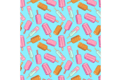 Popsicle seamless pattern - hand drawn ice cream seamless texture