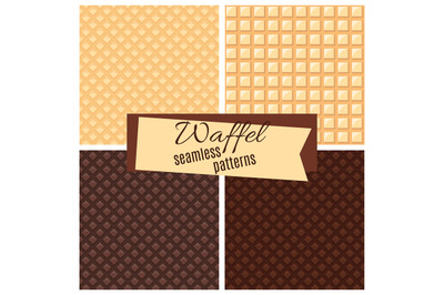 Vector waffel seamless patterns set