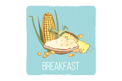 Corn porridge breakfast card - gluten free breafast concept