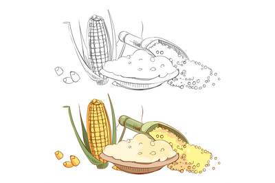 Corn porridge sketch coloring page