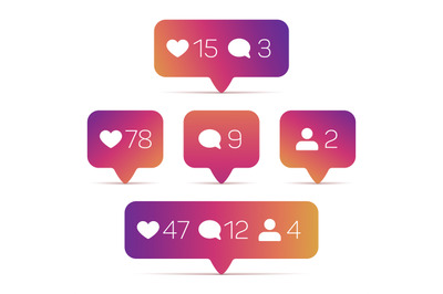 Like, follower, comment icons