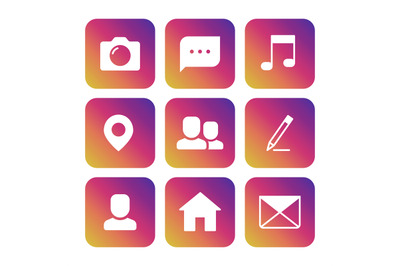 Social network icons on colorful background