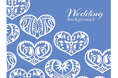 White lacy hearts wedding background