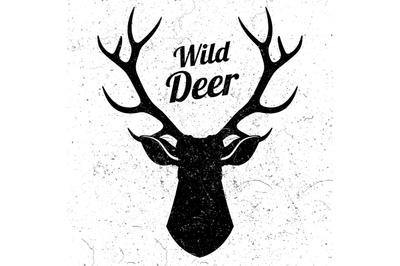 Wild deer logo with grunge effect