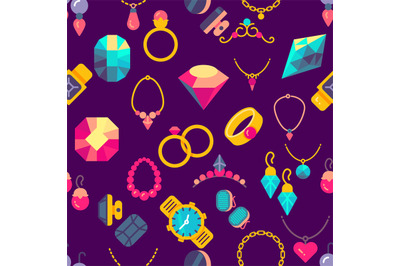 Luxury jewelry flat style seamless texture