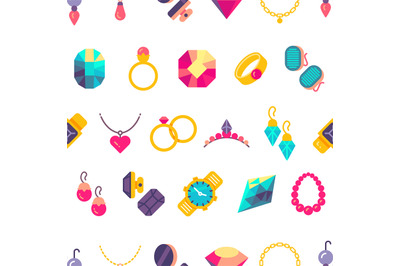 Luxury jewelry flat style seamless texture