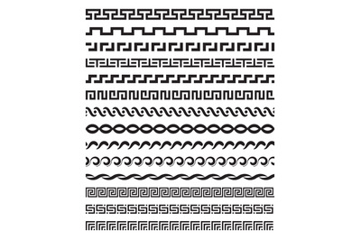 Old mediterranean greek mythology vector pattern repetitive borders se