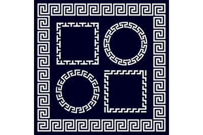 Ancient greek round and rectangular border frames