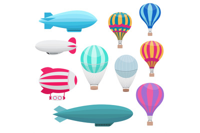 Cartoon hot air balloons vector set