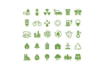 Green ecology vector icons. Clean environment, recycling process and r