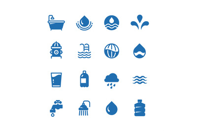 Clean water silhouette vector icons. Aqua pictograms