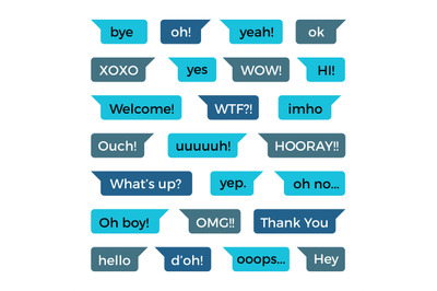 Text phone chat messages vector collection with common words