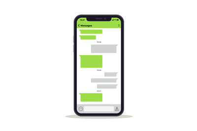 Phone screen with chat discussion messages vector template. Social net