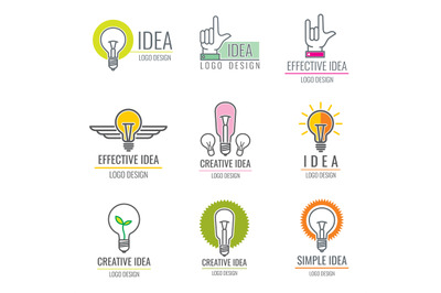 Creative idea digital media, smart brain concept vector logo collectio