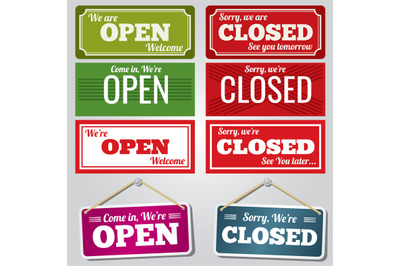 Open and closed vector store signs