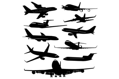 Air plane&2C; aircraft jet vector silhouettes