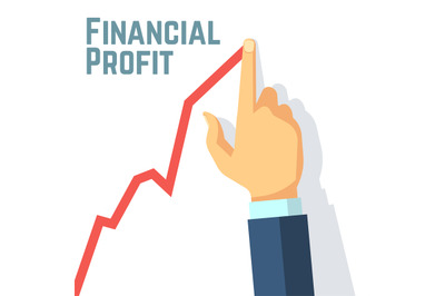 Finger drawing growth chart. Financial profit and investing business v