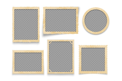 Vintage photo frames isolated. Vector antique picture borders collecti