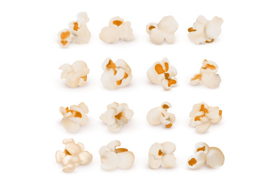 Macro realistic popcorn isolated vector set