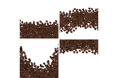 Roasted coffee beans isolated on white background vector set