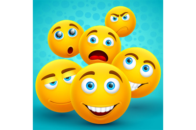 Happiness and friendship creative vector concept with yellow emoji ico