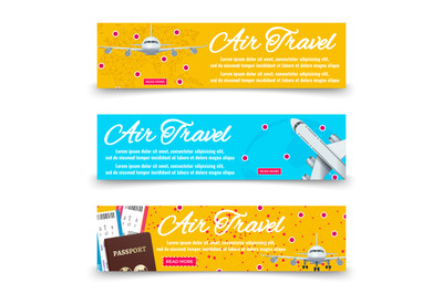 Air travel banners collection - international vacation banners