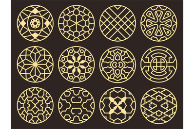 Korean and chinese traditional vector ancient buddhist patterns, ornam