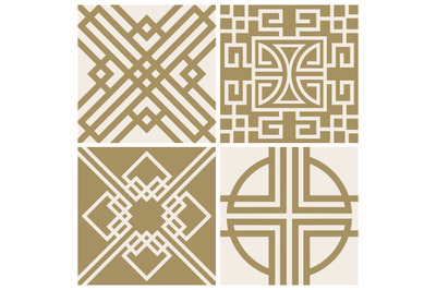 Traditional japan, asian vector seamless patterns set