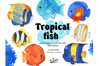 Watercolor Tropical Fish Clipart