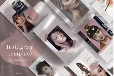 Beauty Instagram Template, Social media pack, Fashion stories template