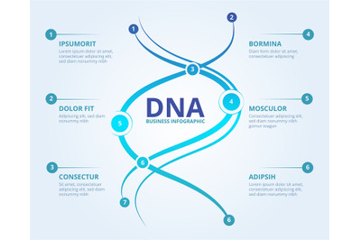 Dna infographics. Spiral human biology structure vector medical scient