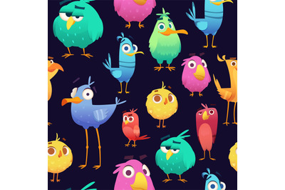 Angry birds pattern. Game parrots and exotic baby cute and funny color