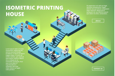 Printing house building. Industrial print production office interior i