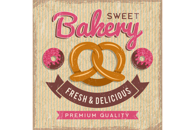 Bakery poster design. Bread and donuts with cupcakes fresh foods vecto