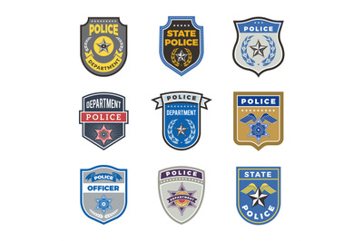 Police shield. Government agent badges and police department officer s