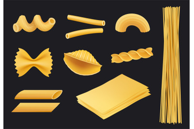 Italian pasta realistic icon. Traditional food spaghetti macaroni fusi