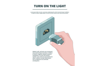 Electric socket activate. Business concept of electric plug connection