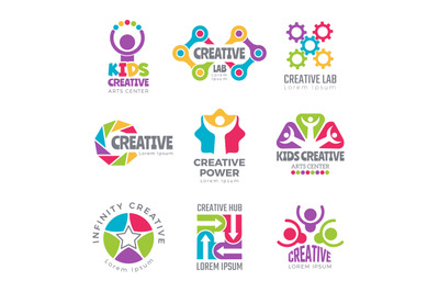 Creative logo templates. Colorful abstract logotypes for developers cr
