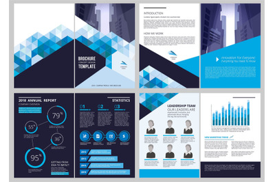 Annual report template. Simple document financial magazine cover busin